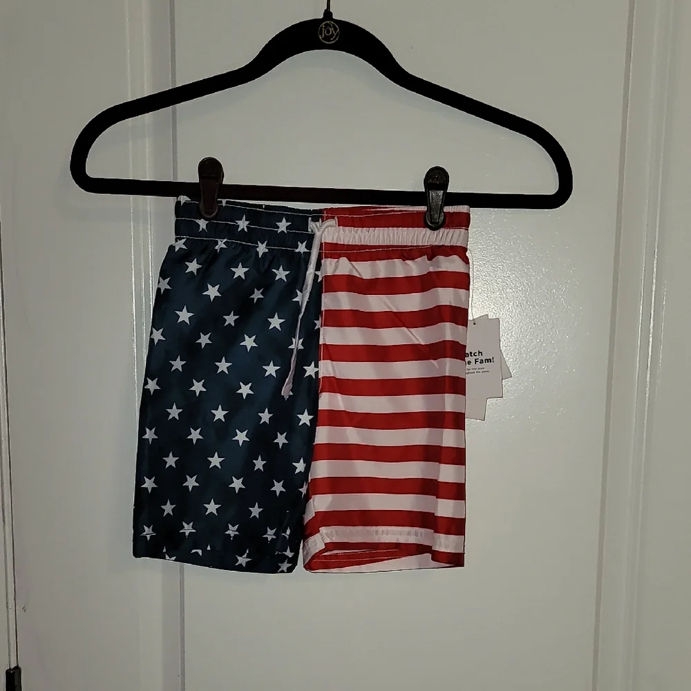 Old Navy Red and Blue Star Stripe Swim Shorts Sz: 5T